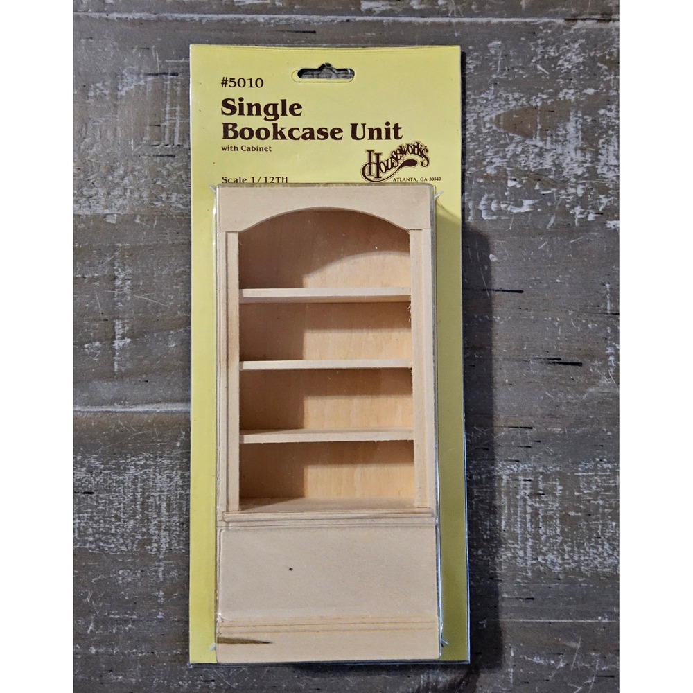VTG Houseworks Single Bookcase Unit Miniature 1/12 Scale Beige Wood Cabinet 5010